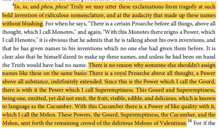 Why didn't anyone ever tell me how funny Irenaeus of Lyon was? Except from "Against Heresies," showing the absurdity of Gnosticism.