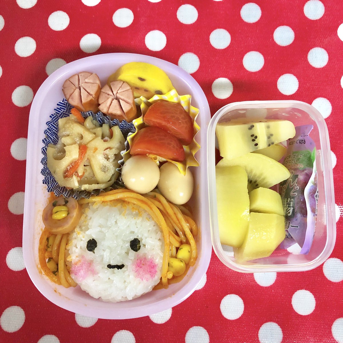 オカアヤン 在 Twitter 上 お弁当ちゃん パスタヘアーの女の子 5歳児のお弁当 幼稚園弁当 キャラ弁 T Co L9aqsspxjl Twitter