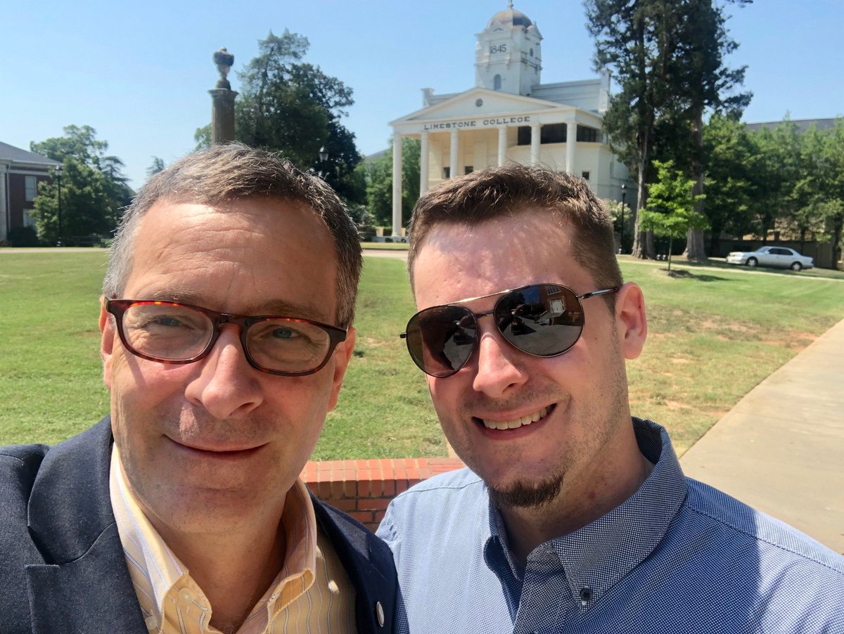 SCICU_President's tweet photo. Thanks to Matthew Smith, @LimestoneAdmiss representative, for a wonderful tour today of the @at_LimestoneCo campus!  Matthew is a 2013 Limestone grad (B.A. in English/Theatre). Limestone College is one of 20 member colleges and universities in #SCICU. #HigherEd #SCTweets #SCNews https://t.co/wUdNYBBrFW