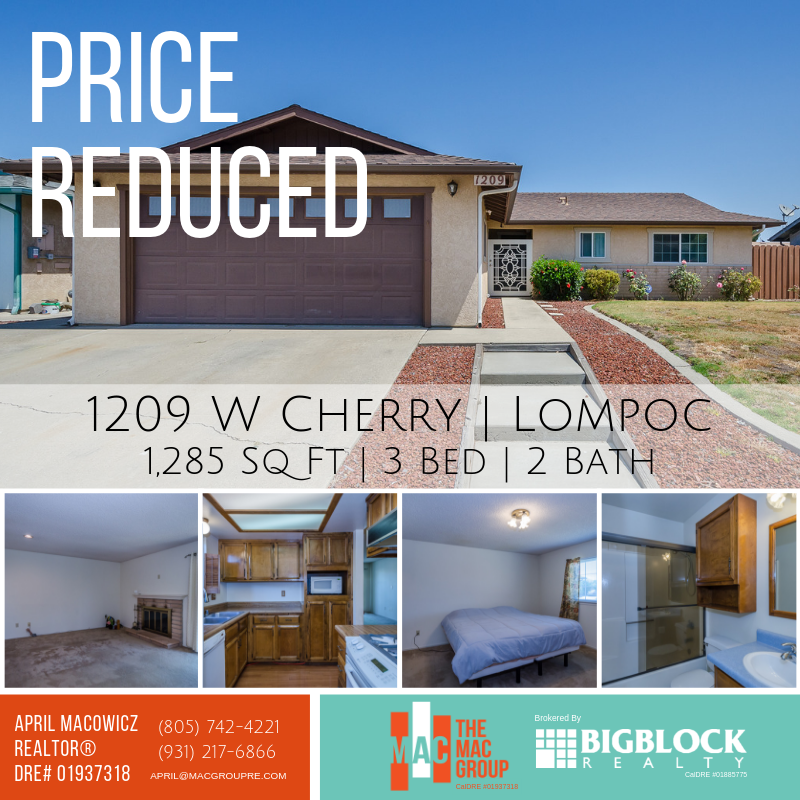 MacGroupRealty's tweet photo. Price Reduced - 3 bedroom🛏 2 bath🛀 home with fruit trees🌳, AIR CONDITIONING, a newer furnace, dual pane windows, and so much more. 📞Call 805-742-4221to schedule your showing today!!
.
April Macowicz
The MAC Group
CalDRE # 01937318
powered by Big Block Realty
CalDRE # 01885775 https://t.co/ZTrpRZTvcO