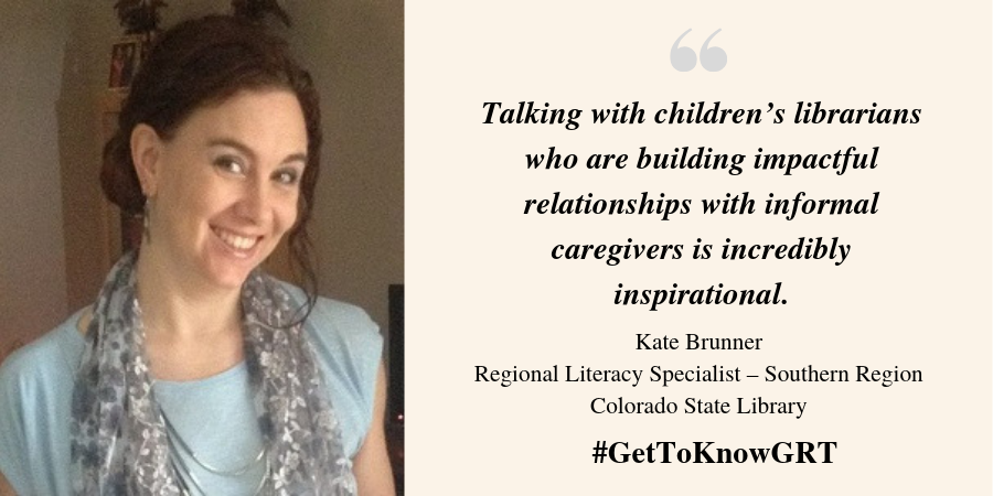 COStateLibrary's tweet photo. The Growing Readers Together Early Literacy Support Team is committed to helping Colorado public libraries support FFN caregivers in their efforts to provide impactful early learning opportunities.
#GetToKnowGRT Kate Brunner, Regional Literacy Specialist https://t.co/97OTcJkSgB https://t.co/MTFfHyCmk8