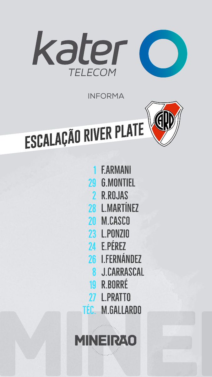 Mineirao's tweet photo. @RiverPlate também escalado para o JOGÃO! #FazerADiferença #CRUxRIV #KaterTelecom https://t.co/wrQ2ae9RTx