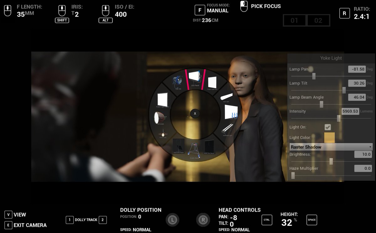 mlburton12's tweet photo. @cinetracer Would love to be able to control my lighting when I'm in the camera view. I mocked up this UI overlay as to what I think makes sense. My idea is to lock the camera position with a hotkey and simultaneously pull up a menu to select/adjust the instruments in play. https://t.co/GGArGMQYCQ