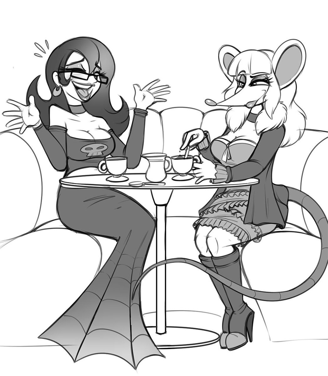 Redflare500 En Twitter Couple Of Fun Little Patreon Sketches Featuring Vanessa The Witch And Alice The Mouse Enjoying A Nice Coffee Break At The Local Cafe And A Spell Gone Awry For
