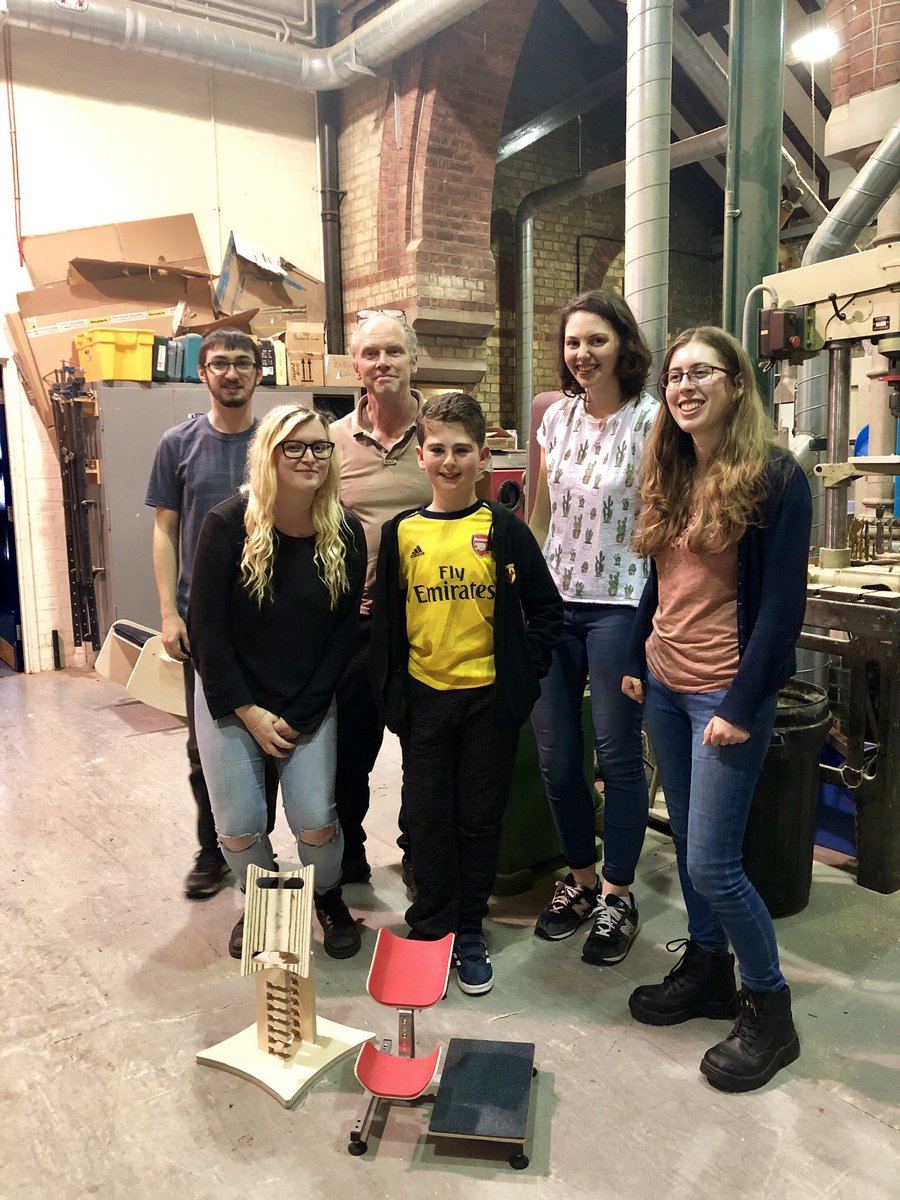 BladeBoyRio's tweet photo. Great visit with the lovely team @DEMANDCharity - we returned Rio’s old leg rests designed &amp; made by their engineers in 2013 for his first @DorsetOrtho prosthetic #runningblade. Rio gave feedback on a new prototype and we saw the CNC Router! #DemandCharity #DesignForDisability https://t.co/frcfS4vxZj