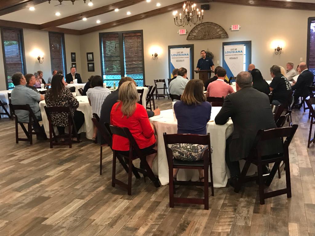 AFPFLA's tweet image. We’ve got another great crowd tonight in Monroe for the #LiftUpLouisiana tour with @JohnKayJr, @CReneeAmar, and Senators Mike Walsworth and Neil Riser. #lalege #lagov