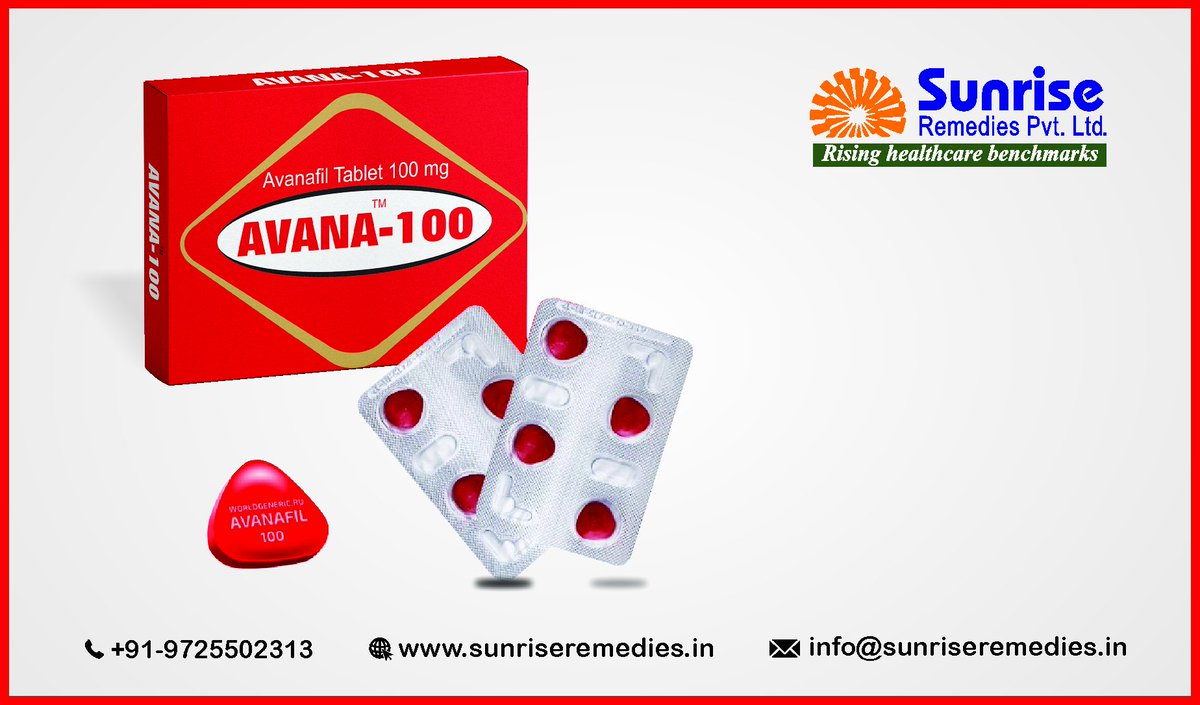 sunriseremedies's tweet image. Avanafil 100 mg is the Best solution for Erectile Dysfunction problems in Men. More information Our Website: bit.ly/2PuR9FL

#Avana100 #Avanafil100 #ErectileDysfunctionProblems #MensHealth #Health #MaleErectileDysfunction
This Products for Export