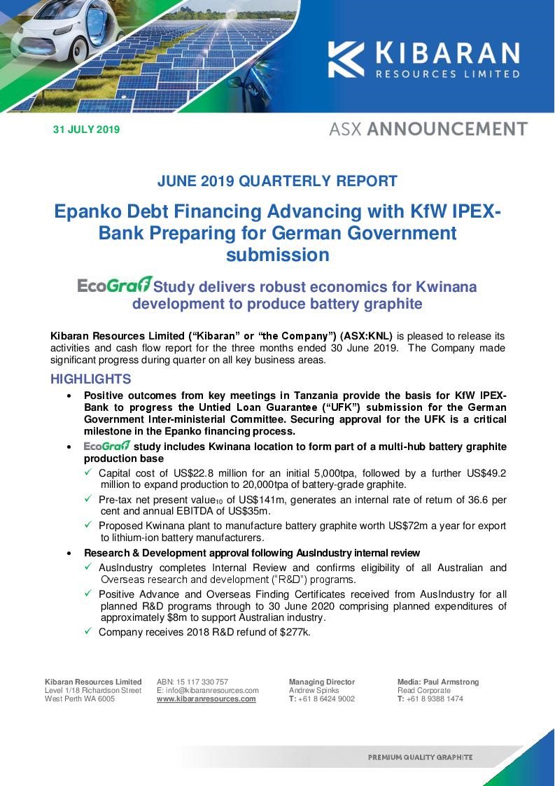 kibaranres's tweet image. Quarterly Activities and Cashflow Report $KNL - bit.ly/2MtNZCM