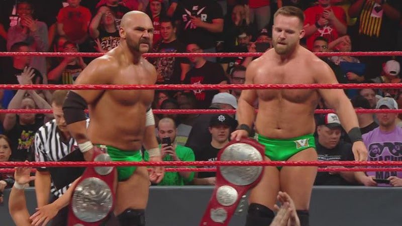 GrittyTopGuy's tweet image. Imagine this, it's Monday, The ref's hand just hit the mat for the 3 count. Mike Rome announces the new Raw Tag Team Champions, Scott Dawson &amp;amp; Dash Wilder, The Revival! Actually, you won't need to imagine it because that is what'll happen next Monday, we're coming for you, OC.