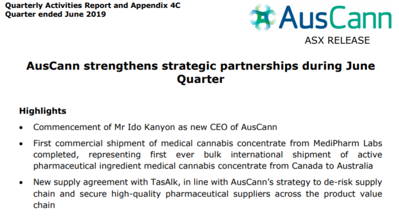 AusCann continues to strengthen strategic partnerships during June Quarter. You can view our June Quarterly Activities Report here: https://t.co/pdlWWjT3tv