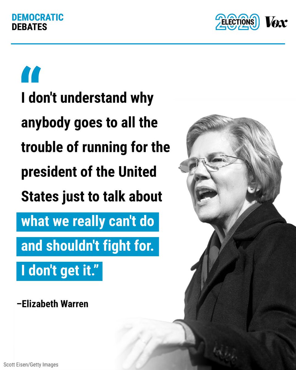 Elizabeth Warren flatly dismissed John Delaney’s view that Democrats have to scale back their campaign goals to secure the White House.

#DemDebate