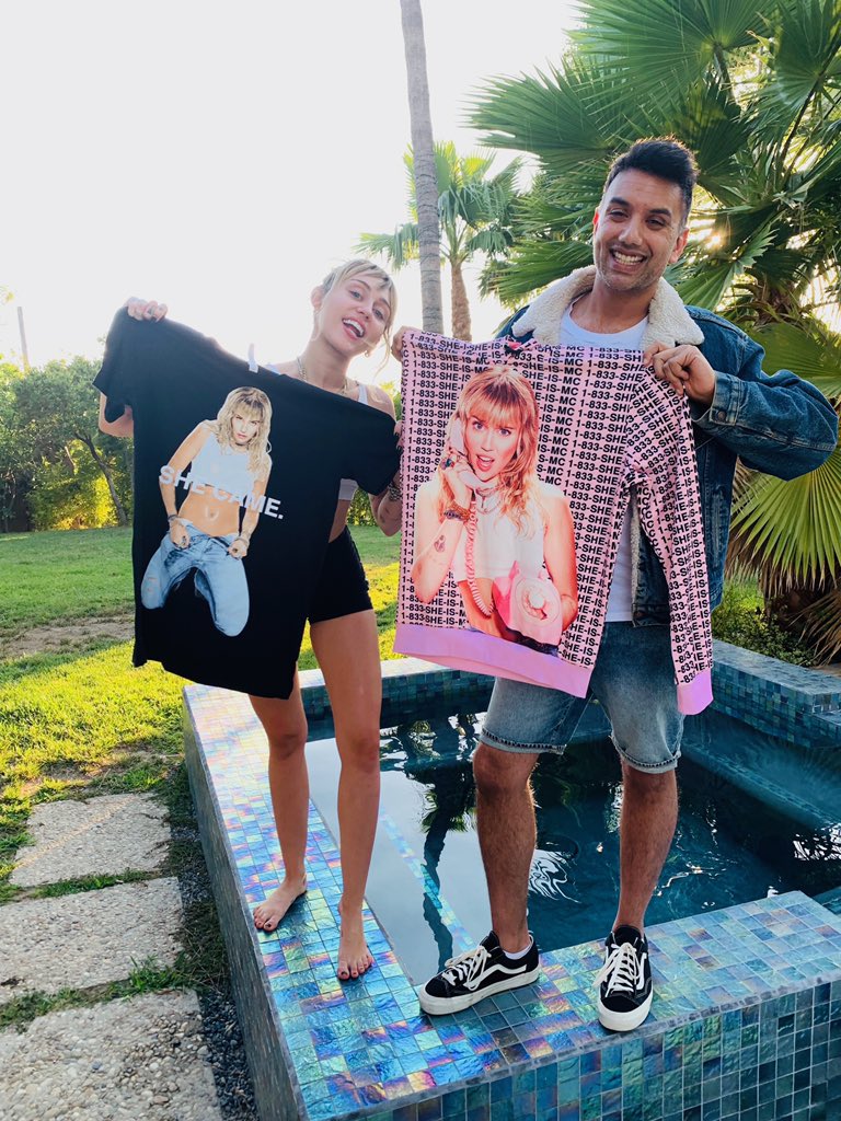 MileyCyrus's tweet photo. .@Vijatm with the merch he shot for me! Looooove!

Order now on https://t.co/2z57U0D9qN https://t.co/A9v7NxLRCM