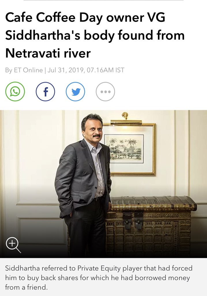 MathewKordolia's tweet photo. Shocking to read this.  #VGSiddhartha. A legend. An inspiring story. A game changer. A culture creator. 
A man that made CCD (#CafeCoffeeDay) a #paradigm to coffee. What is this country doing. We need to “super” protect these legends. https://t.co/IsoYlLosFN