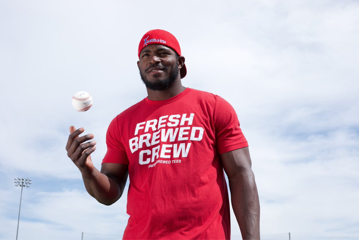 Well this is gonna be fun, <a href="/YasielPuig/">Yasiel Puig</a>. Welcome to The Land! 👅 #FreshBrewedCrew