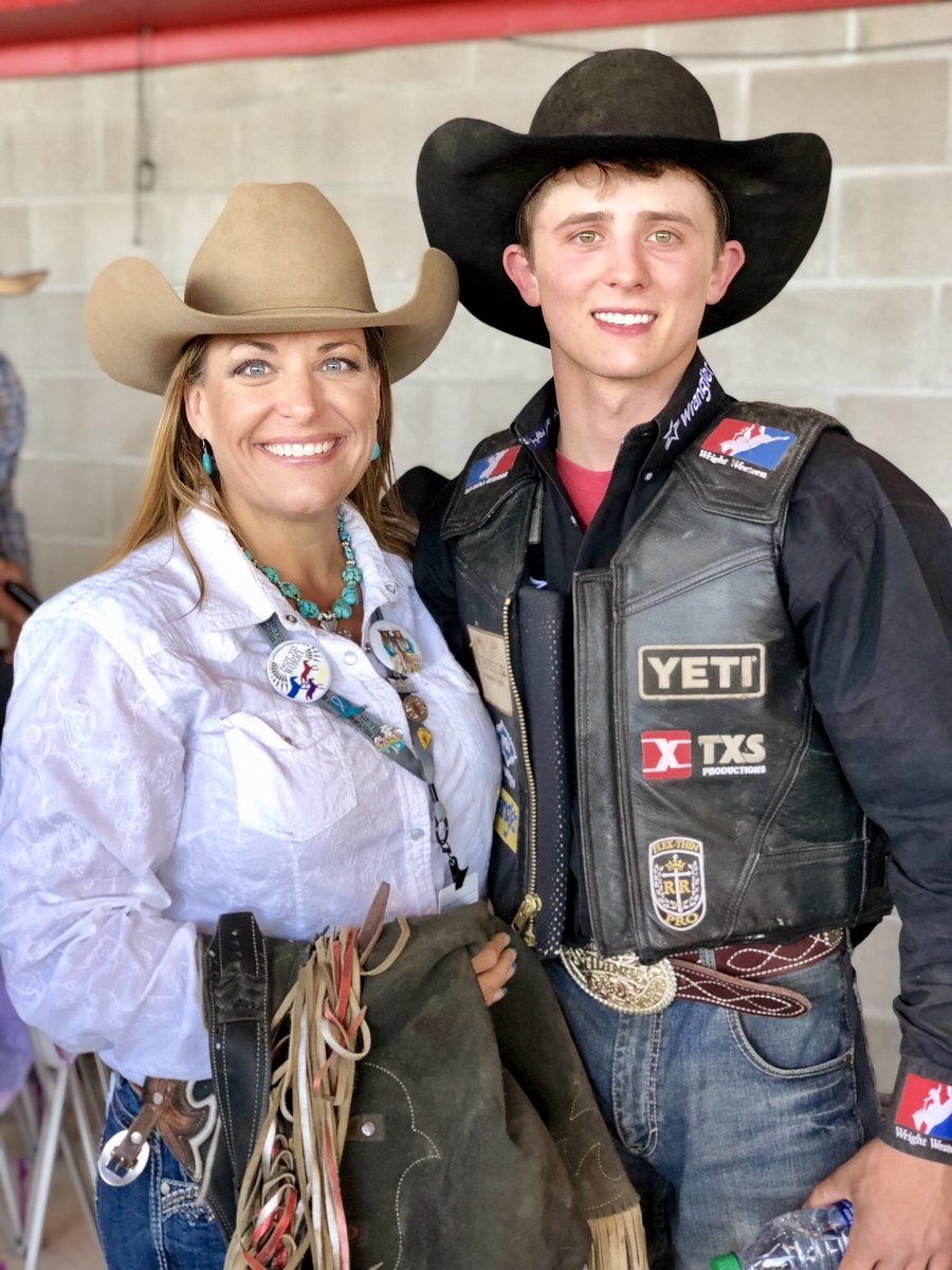Such a huge honor to escort @StetsonWright7 to his media interviews after his big @CheFrontierDays win! #cfdrodeo #rodeo #cowboy #bullrider #allaroundchampion