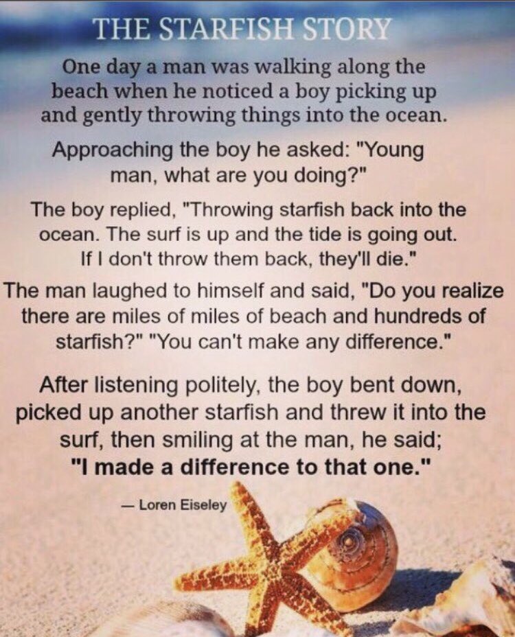 In 1998 I graduated from Teachers College @yorkuniversity believing I had the power to make a difference in the🌎, 1 child at a time. 20 yrs later, still inspired by the starfish story, I wake up every day excited to share a little #kindness with the world! #StarfishClub #IAM