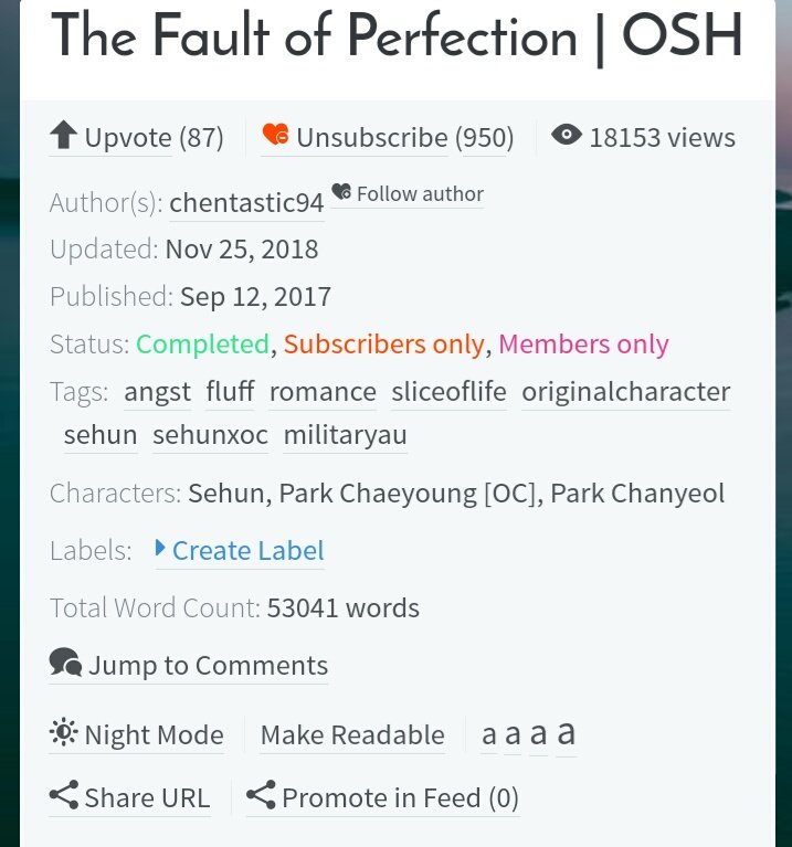 The Fault of PerfectionCompletedSehun x OC x ChanyeolRomance, militaryCaptain Oh is here :"))  https://www.asianfanfics.com/story/view/1286313/the-fault-of-perfection-osh