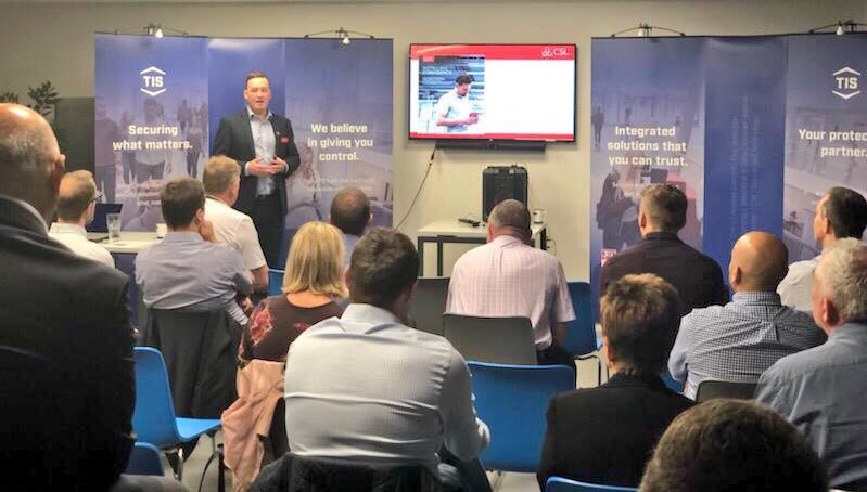 CSLGroupLtd's tweet photo. Our Head of Sales, John Coleman, presenting at TIS’s Technology Day in Mansfield. John is discussing our latest innovation DualCom Pro, as well as our award winning CSL Router! https://t.co/lWElKeZNSM