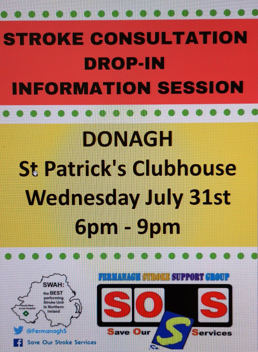 FermanaghS's tweet image. Heads up #Donagh! Volunteers with you tonight to help you take part in the #stroke consultation to #SaveSWAHStroke #SaveWard5