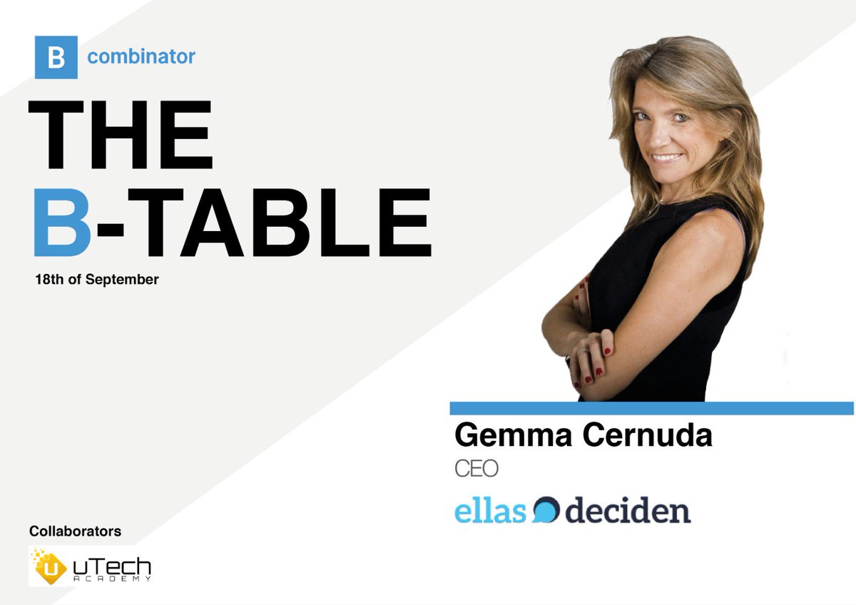 bcombinator_'s tweet image. 18th of September B-Table in #Bcombinator !!!
@peixco , the founder of Ellas Deciden, will share with us her story about becoming an #entrepreneur and her secret of success.
Don't miss it 👉 (link: bit.ly/2Yw1zrF) bit.ly/2Yw1zrF
#womenentrepreneurs #womenintech