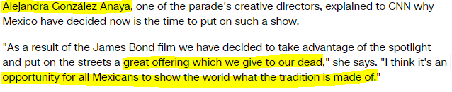 47/ What she said in the article about the ( #NXIVM) parade being a "great offering which we give to our dead," etc?..MANY Mexican people were outraged, protesting regularly over the missing 43 male students at the hands of the govt, infuriated that they spent $20ML 4 a parade