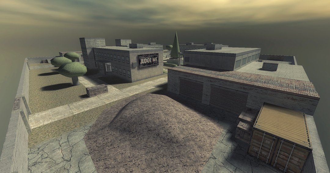 WizardExt's tweet image. Crossfire. A new Action Quake 2 map. Medium sized open map. A courtyard surrounded by apartment buildings. Behind the buildings there are pathways and each building has a passage that connects to the courtyard. #actionquake2 #quake2 #idtech2 #gamedev #leveldesign