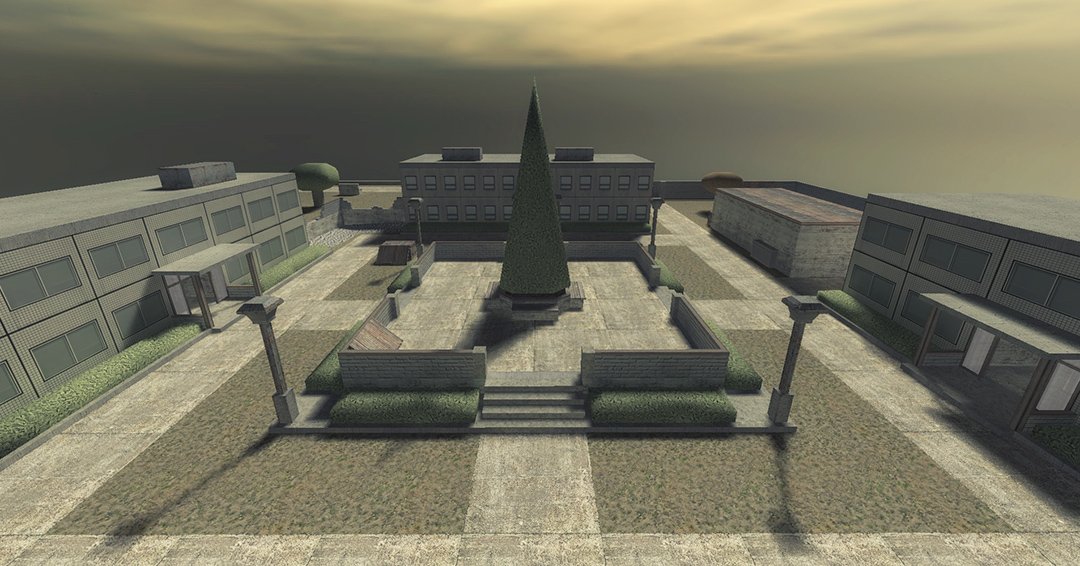WizardExt's tweet image. Crossfire. A new Action Quake 2 map. Medium sized open map. A courtyard surrounded by apartment buildings. Behind the buildings there are pathways and each building has a passage that connects to the courtyard. #actionquake2 #quake2 #idtech2 #gamedev #leveldesign