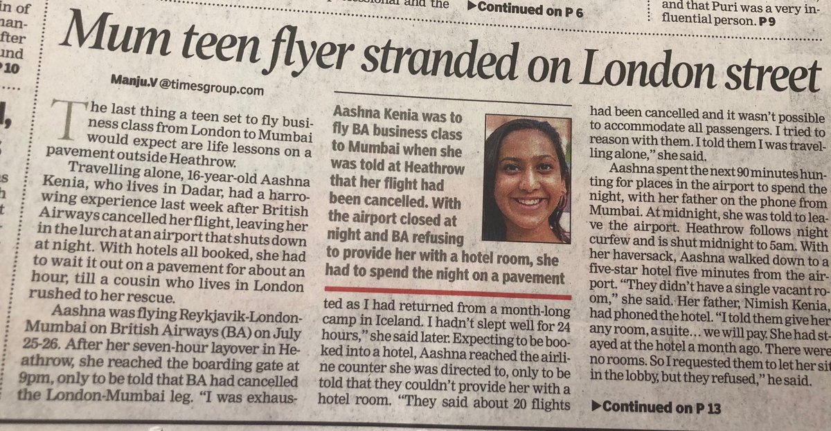 vir sanghvi (@virsanghvi) on Twitter photo Terrible publicity for <a href="/British_Airways/">British Airways</a> which threw a 16 year old Mumbai girl out on the London streets at night after cancelling her connecting flight, refused to provide a hotel & didn’t give a damn.
(That’s how they treat Business Class passengers?What about Economy?) Terrible publicity for <a href="/British_Airways/">British Airways</a> which threw a 16 year old Mumbai girl out on the London streets at night after cancelling her connecting flight, refused to provide a hotel & didn’t give a damn.
(That’s how they treat Business Class passengers?What about Economy?)