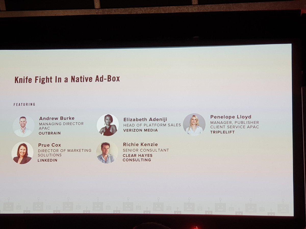 LanceScoular's tweet image. Knife Fight in a Native Ad-Box
Panel 👇

Advertising Week APAC 2019 #AWAPAC