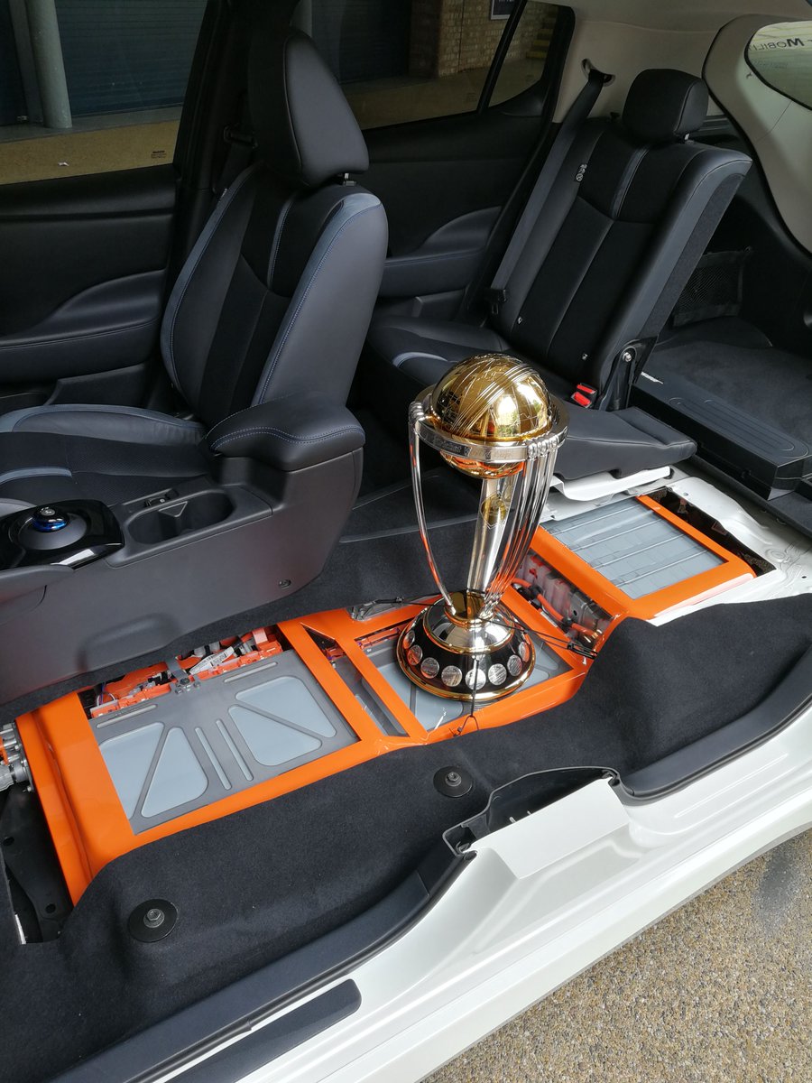 gtransportltd's tweet photo. Moving the cutaway Nissan LEAF again, this time with an awesome winning addition - The Cricket World Cup! #CricketWorldCupFinal #NissanLEAF https://t.co/YiGsGEJTec