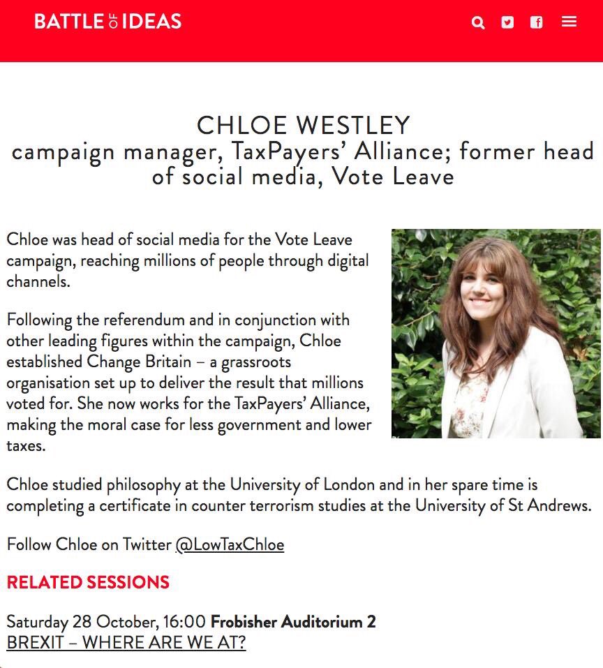 First, I hadn’t noticed until  @cockneycampaign pointed out that Chloe Westley, Johnson’s controversial* head of social media, has appeared at Spiked events, including a Spiked panel at the Battle of Ideas, which is basically their main showcase. (Munira Mirza spoke there too.)