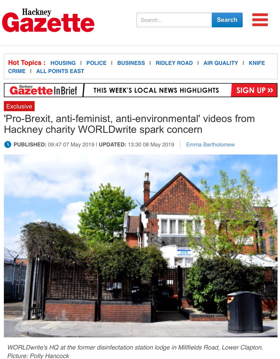 Another educational charity Spiked is connected to: WORLDwrite, directed by former RCP candidate Ceri Dingle. Mirza worked for it in the 2000s. It pushes pro-Brexit ideology to schoolkids. See  @EmmaReporter:  https://www.hackneygazette.co.uk/news/worldwrite-s-pro-brexit-anti-feminist-anti-environmental-videos-spark-concern-1-6029020  https://www.hackneygazette.co.uk/news/worldwrite-charity-chief-ceri-dingle-at-2016-brexit-rally-1-6052821  http://powerbase.info/index.php/WORLDwrite