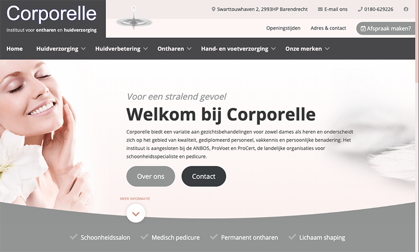 🚀 De nieuwe responsive website voor Corporelle (Schoonheidssalon Barendrecht) staat sinds vorige week online! Voor een stralend gevoel 👉 rmw.li/corporelle #wordpress #responsive #website