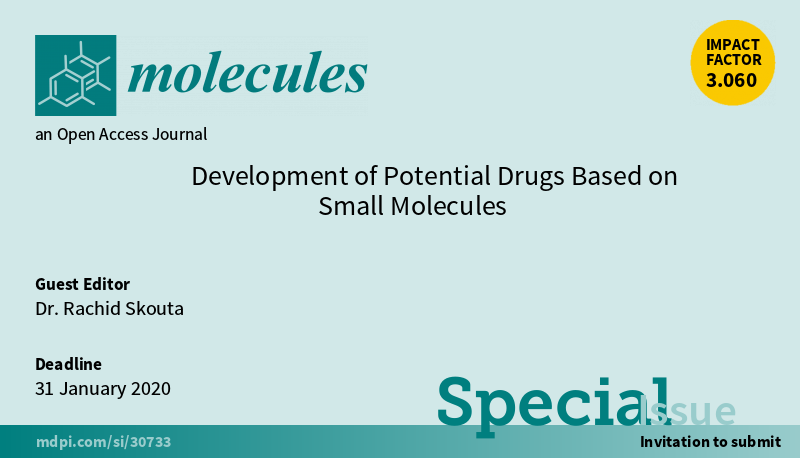 Molecules_MDPI's tweet photo. 📢New Special Issue Open for Submissions: Development of Potential Drugs Based on Small Molecules
✏️Guest edited by Dr. Rachid Skouta from University of Massachusetts in USA
🔗https://t.co/D3dpidtrRR
📌#EfficientSynthesis #BioactiveSmallMolecules #InSilicoScreening #HTSScreening https://t.co/MT7rzcTjTn