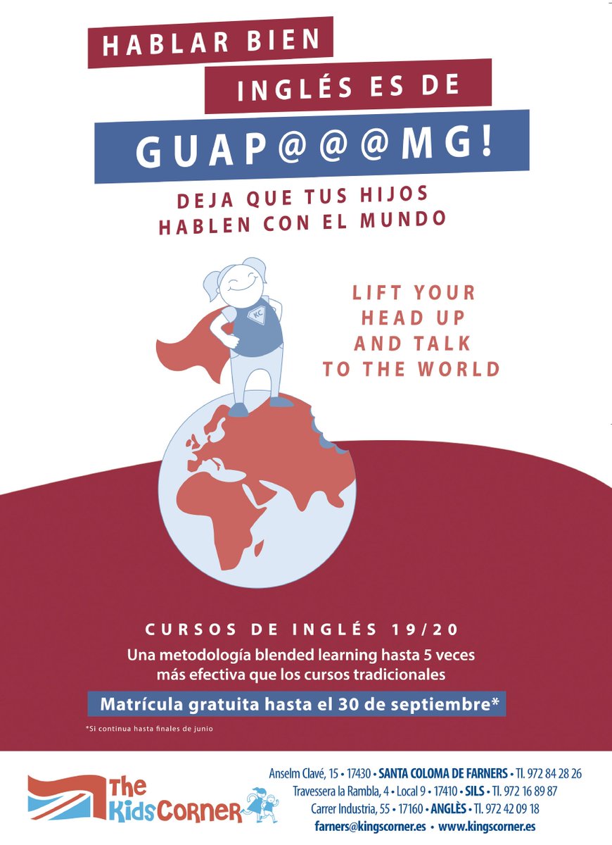 aefarners's tweet photo. 📣MATRÍCULA GRATUITA HASTA EL 30 DE SEPTIEMBRE
Este año en el KingscornerEs de AUTOESCOLA FARNERS en #Sils no hay excusa para aprender ingles.
☎️ Llama al 972 16 89 87
#aprendeingles #SantaColomadeFarners #Anglés #Girona  #ComarcaLaSelva #Riudarenes #serramagra #lesmallorquines https://t.co/uBuPnrPz4b