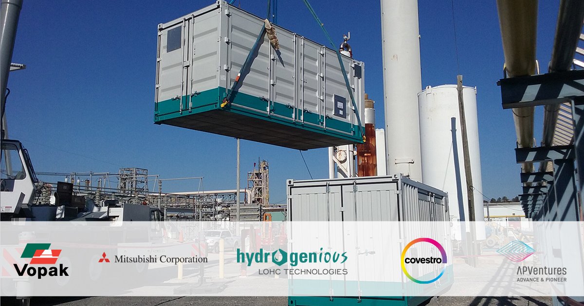 <a href="/hydrogenLOHC/">Hydrogenious LOHC</a> closes 17 million Euro funding round with #Vopak,  #MitsubishiCorporation, <a href="/covestro/">Covestro</a> and #APVentures: Another great step toward our vision of a #hydrogen-fuelled society - sustainable and emission-free. #LOHC #greenhydrogen #Energiewende bit.ly/2STKh6U