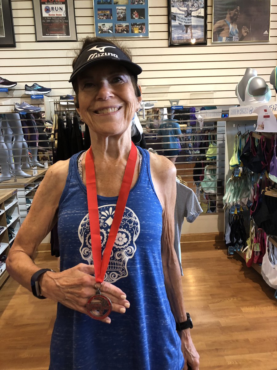 RunningForKicks's tweet photo. Mary showing us her race medal from the 6th Annual #Sepsischallenge 5k! Great job Mary! #medalmonday https://t.co/M2pE4n29Ck