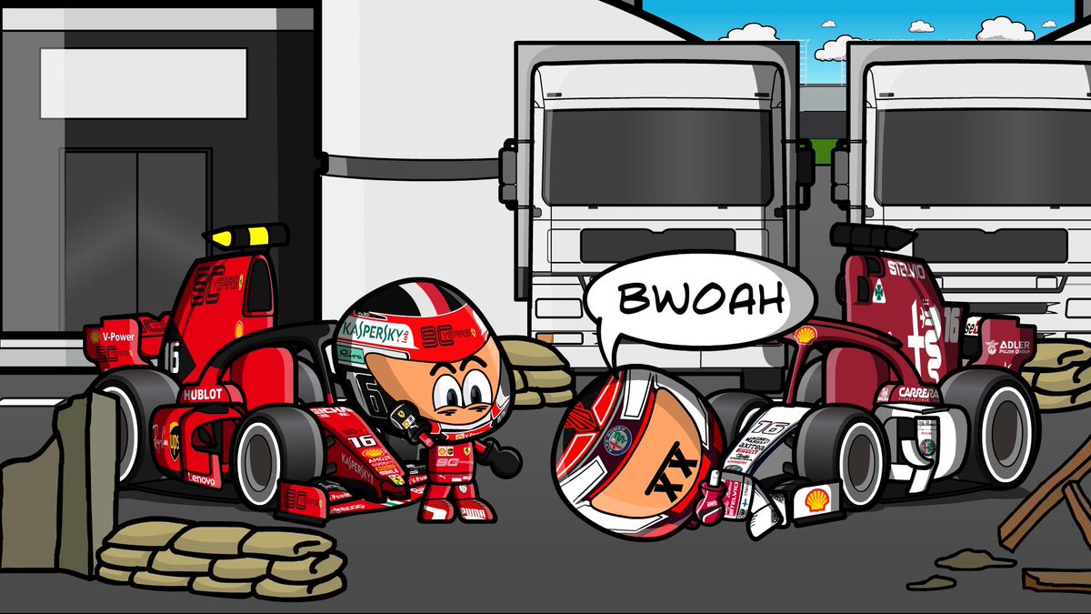 MiniWarBot's tweet image. Kimi Raikkonen has been defeated by Charles Leclerc. Leclerc steals Kimi&apos;s car. Alfa Romeo disappeared from the grid.

Kimi Raikkonen ha sido derrotado por Charles Leclerc. Leclerc le roba el coche a Kimi. Alfa Romeo desaparece de la parrilla.

#MiniWarBot