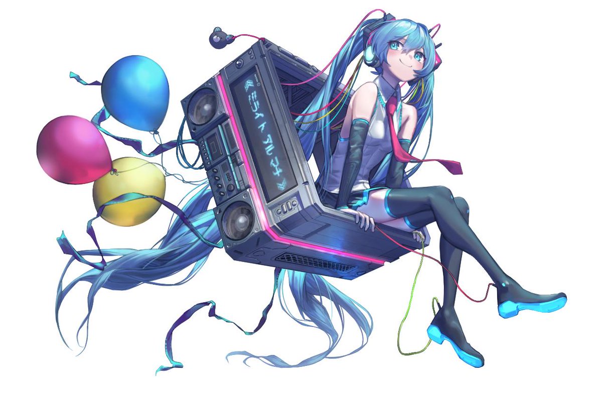 hatsune miku 1girl solo long hair necktie twintails detached sleeves very long hair  illustration images