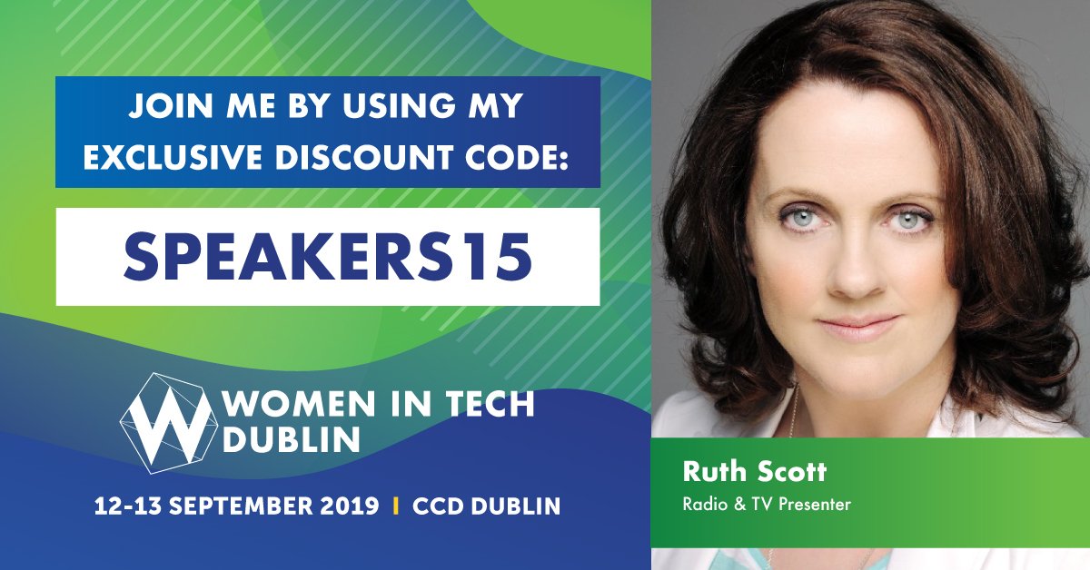 Good news! I'll be chairing the main stage at the #WomenInTech event next month in <a href="/TheCCD/">The Convention Centre Dublin</a>  
Of course I'd love if you could make it. 
They've even given my my very own discount code if you'd like even more bang for your buck!
#professional #tech #technews bit.ly/2SIhaTB