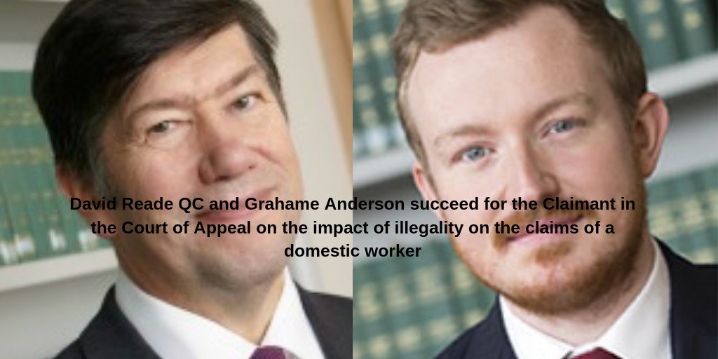 David Reade QC and Grahame Anderson succeed for the Claimant in the Court of Appeal littletonchambers.com/david-reade-qc…
#ukemplaw @BarGrahame