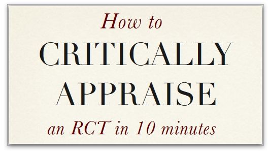 Imagine if you could critically appraise an #RCT in just 10 minutes!  No need to imagine it, according to James McCormack's <a href="/medmyths/">James McCormack</a> free interactive e-book and PDF:  buff.ly/2ycsaQ0