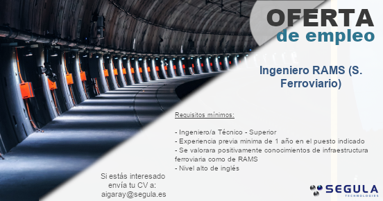 SEGULA Technologies Twitter पर: "¡Nuevo #empleo en #Vizcaya ! #ingeniero # Rams #ferroviario con #experiencia previa #infraestructura #ferroviario # #ingles . Envíanos tu CV. / Twitter