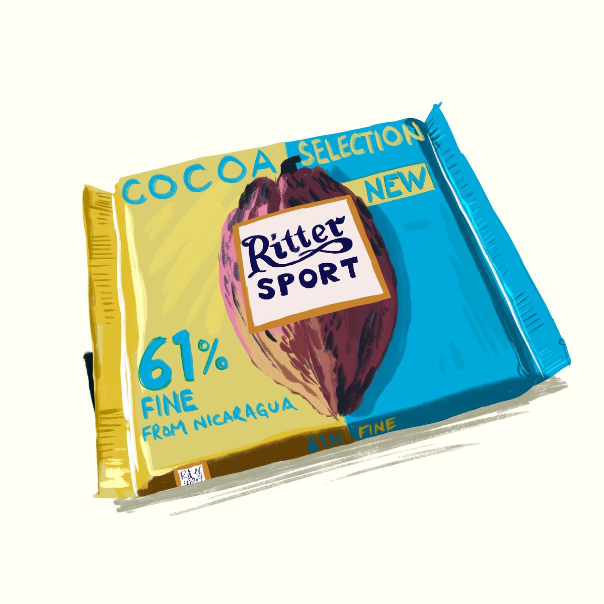 Another NEW  @rittersportuk! It is great plain chocolate with the right amount of creamy sweetness. If you want a bit more cocoa oomph, there is a 74% or if you want a more milk choc, there is a smooth 55%. Also, I love the colours of the packaging.  #rittertwitter  #rittersport