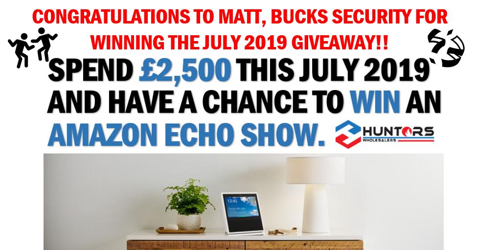 huntersfss's tweet photo. CONGRATULATIONS to @buckssecurity Ltd for winning our July 2019 Prize Giveaway!! 😁👍#winnerwinner #giveaway #amazonechoshow #hunterswholesalers #security #slough https://t.co/VXj2krdW9w