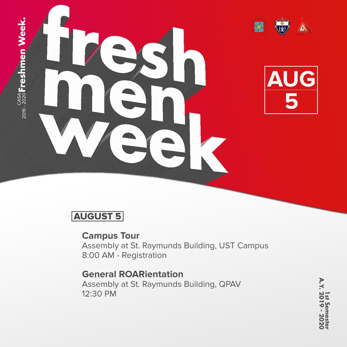 ustcasaofficial's tweet photo. Also, follow our social media accounts to stay updated for future announcements.
FB: UST CASA
Twitter: @casaust
IG: @casaust
We are thrilled to meet you, CASA Freshies! β€οΈ
#CASAFreshmenRock
#GrowLouderWithCASA
(2/2) https://t.co/hNDyiKR80N