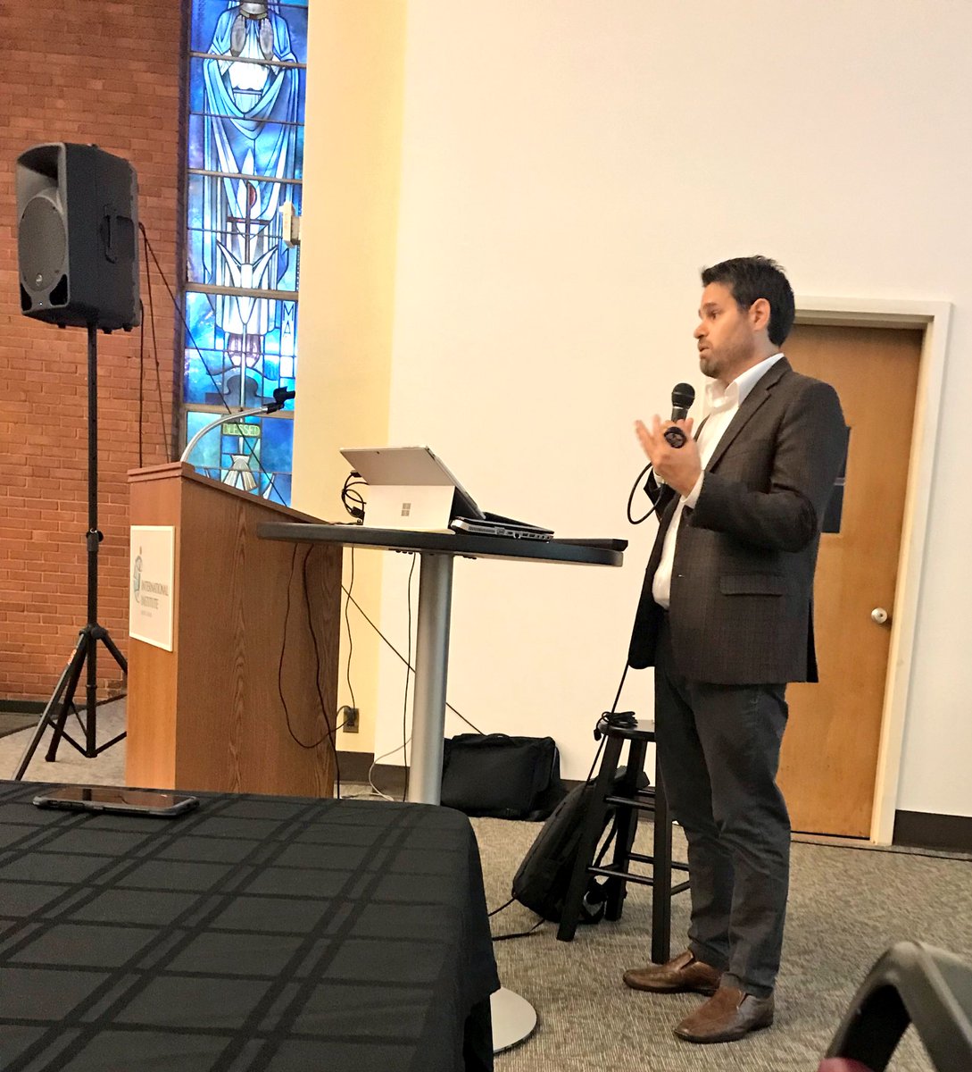 Seeing <a href="/Dabente/">Diego Abente</a> with a mic in his hands is giving me flashbacks to karaoke with the <a href="/WENetworkGlobal/">WE Global Network</a>  and <a href="/WelcomingUSA/">Welcoming America</a> team in Louisville, Pittsburgh and Detroit. But he is sharing incredibly important information for food entrepreneurs to get started or grow. #STLMade