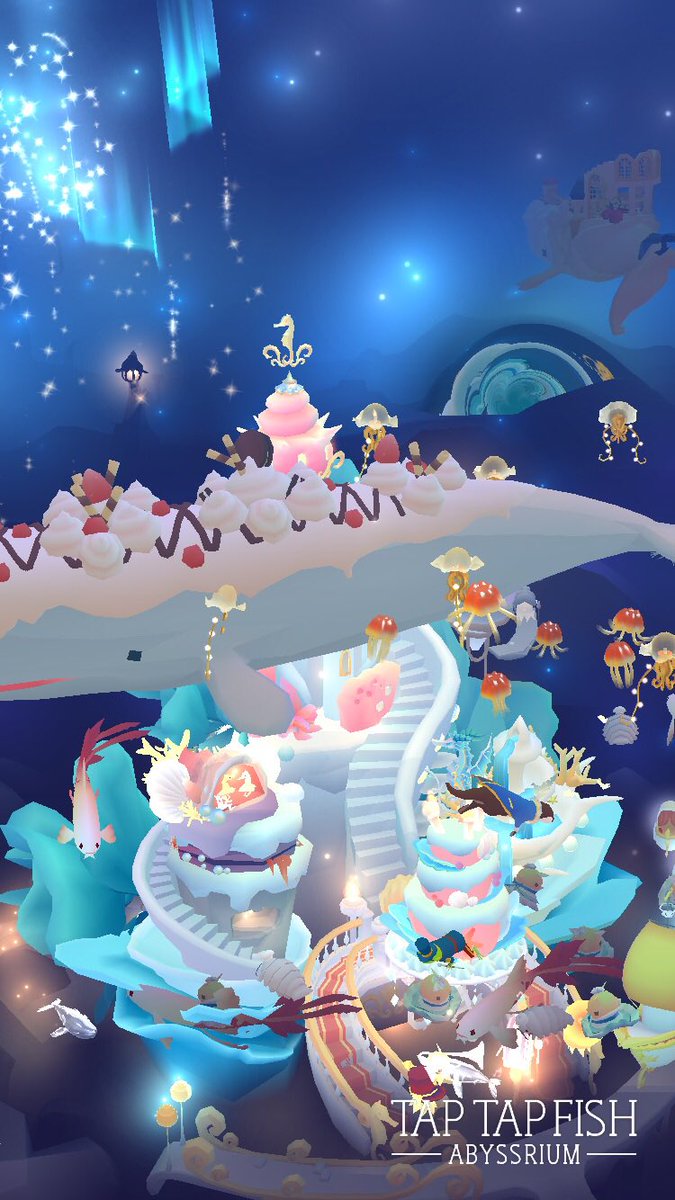 marqun009's tweet photo. 私のケーキクジラ:) 
#taptapfish
Download: https://t.co/Slwio83S7T https://t.co/XOUBTaMNp7