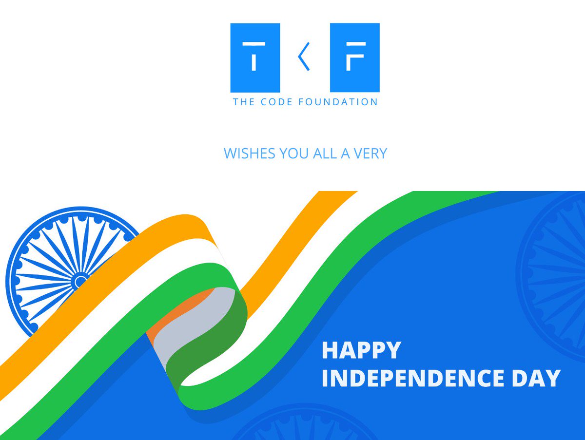 tcf4code's tweet photo. Freedom for us is being able to learn and create. It gives us the power to rule our own future by creating paths that are evolved and unique.
We at TCF wishes a very Happy Independence Day to everyone who's free-spirited and living their dream by learning.
#IndependenceDay2019 https://t.co/ymnGn6ETUJ