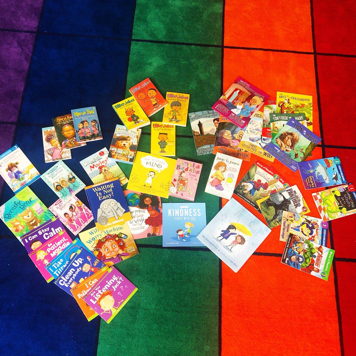 I sent my Amazon Wishlist to friends &amp; family, &amp; the results were amazing! All of the books pictured were given to my students for our library! Oh, &amp; do you see that BEAUTIFUL brand new rug? @kellilynnhere gave it to us! My heart is full &amp; I'm beyond grateful! #SuperPod #Blessed